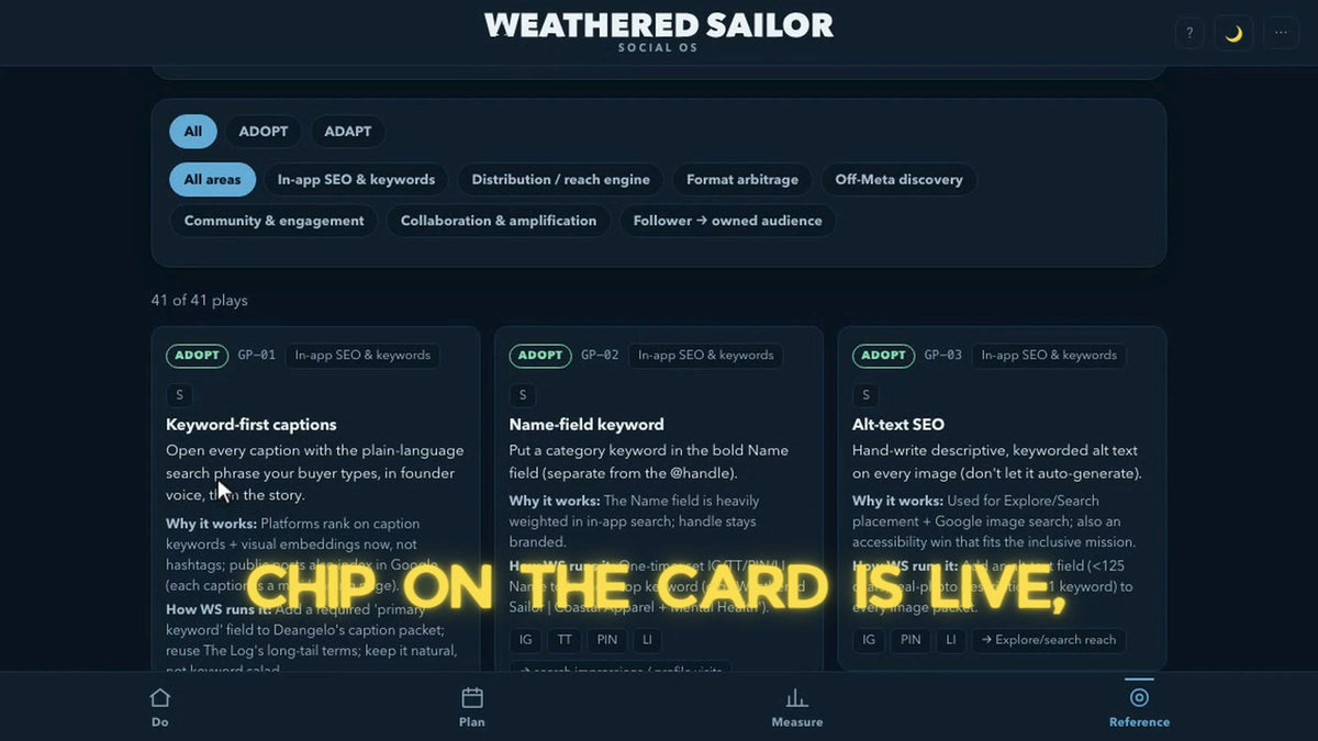 Building the Social OS — Growth: the Weathered Sailor Social OS screen
