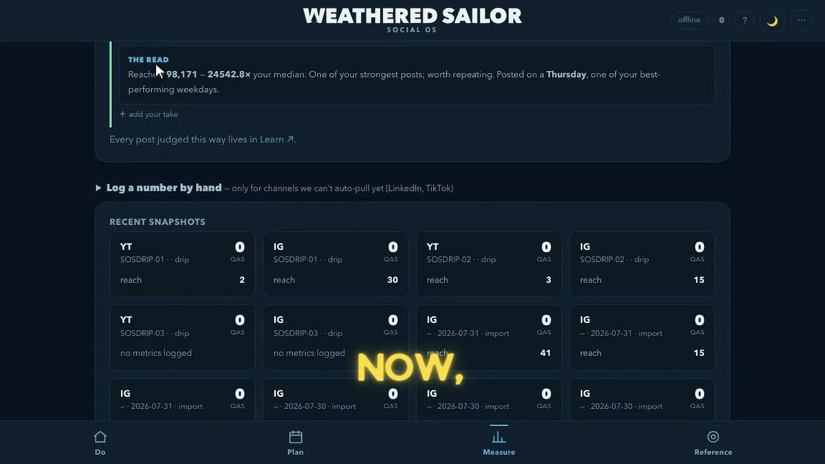 Building the Social OS — Track: the Weathered Sailor Social OS screen