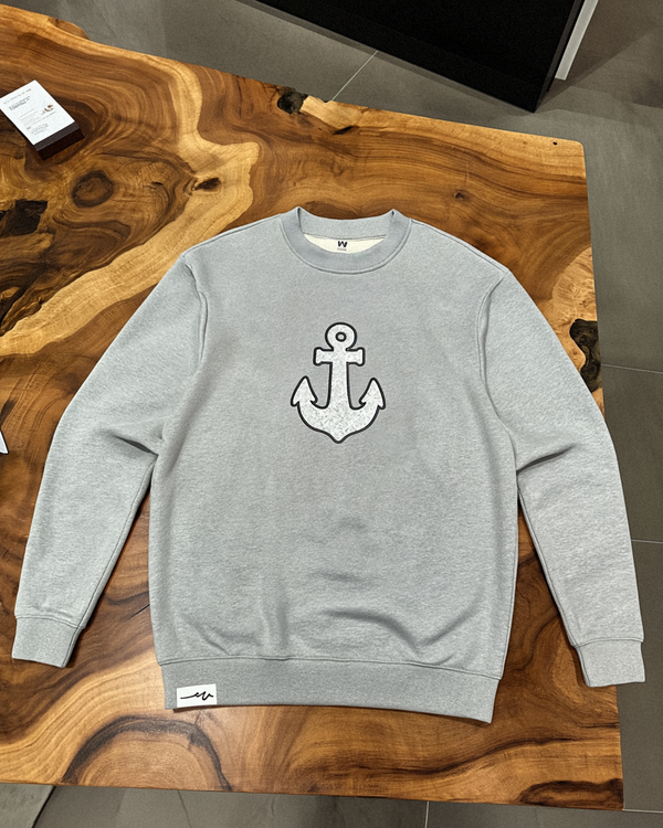 Faux Anchor Heavy Terry Crew — Weathered Sailor