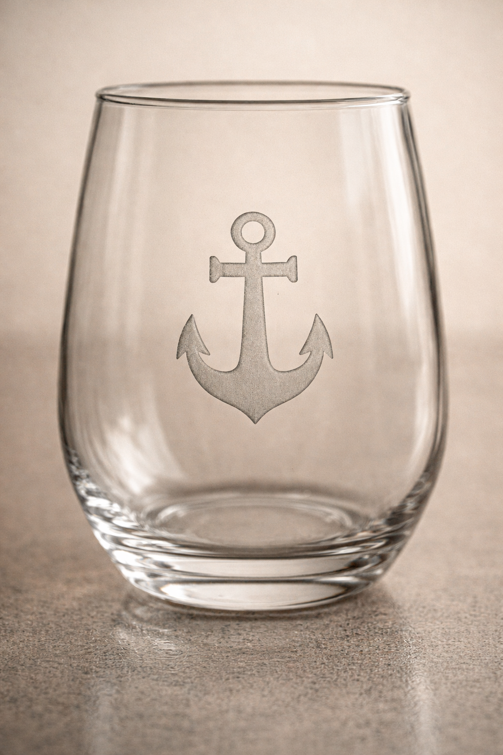 Engraved Anchor Stemless Wine Glass, 11.5oz — Weathered Sailor