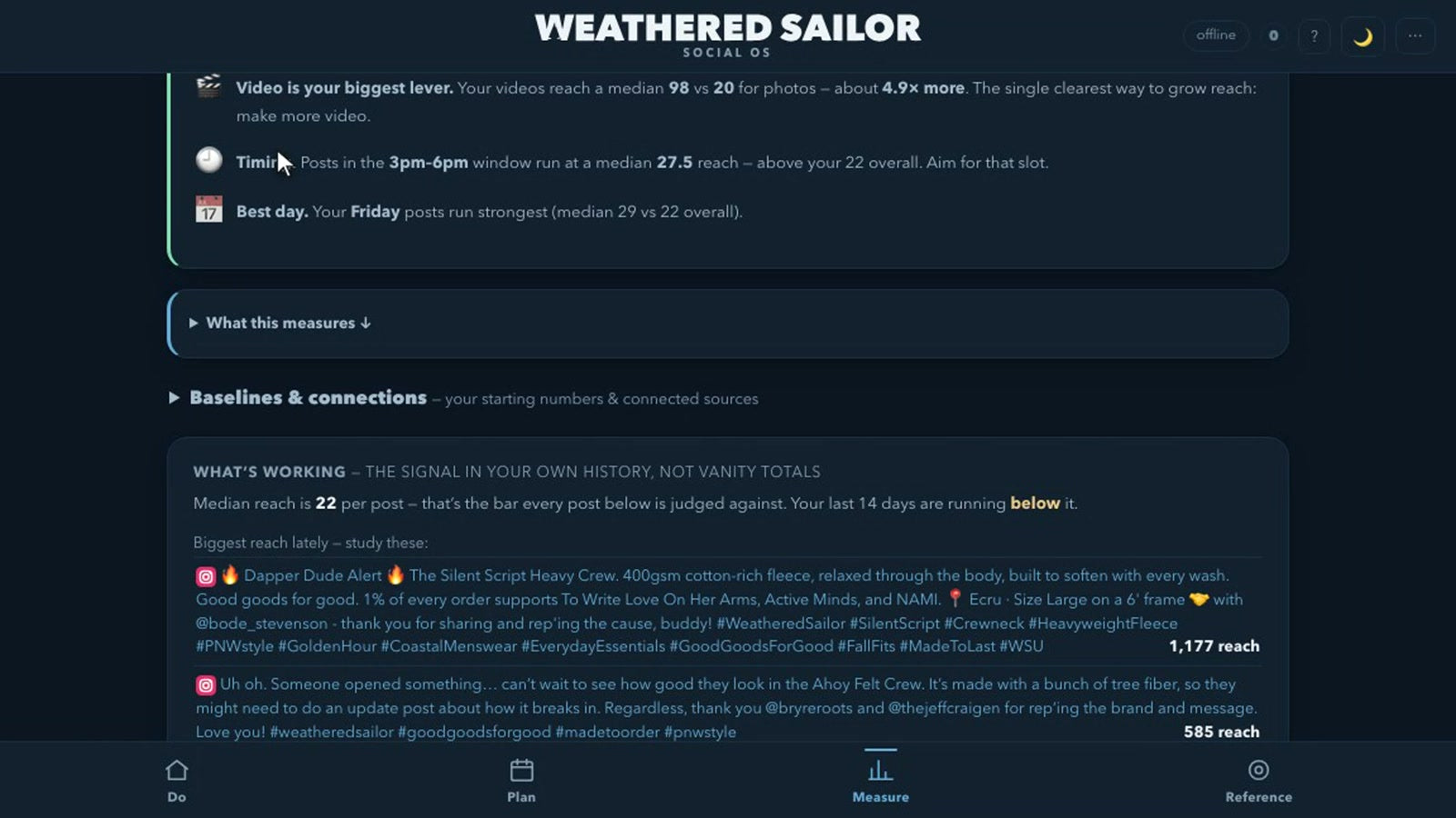 Building the Social OS — Learn: the Weathered Sailor Social OS screen