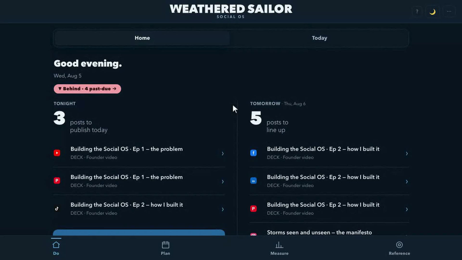 Building the Social OS · Today — where the plan becomes a daily habit