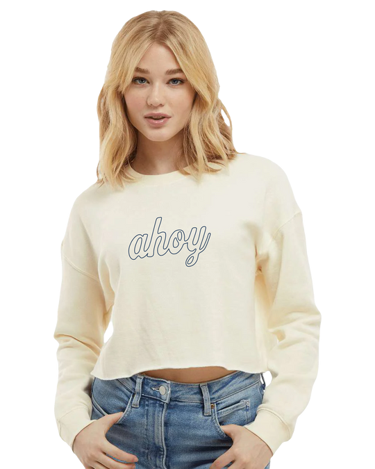 Ladies Ahoy Cropped Crew (transparent)