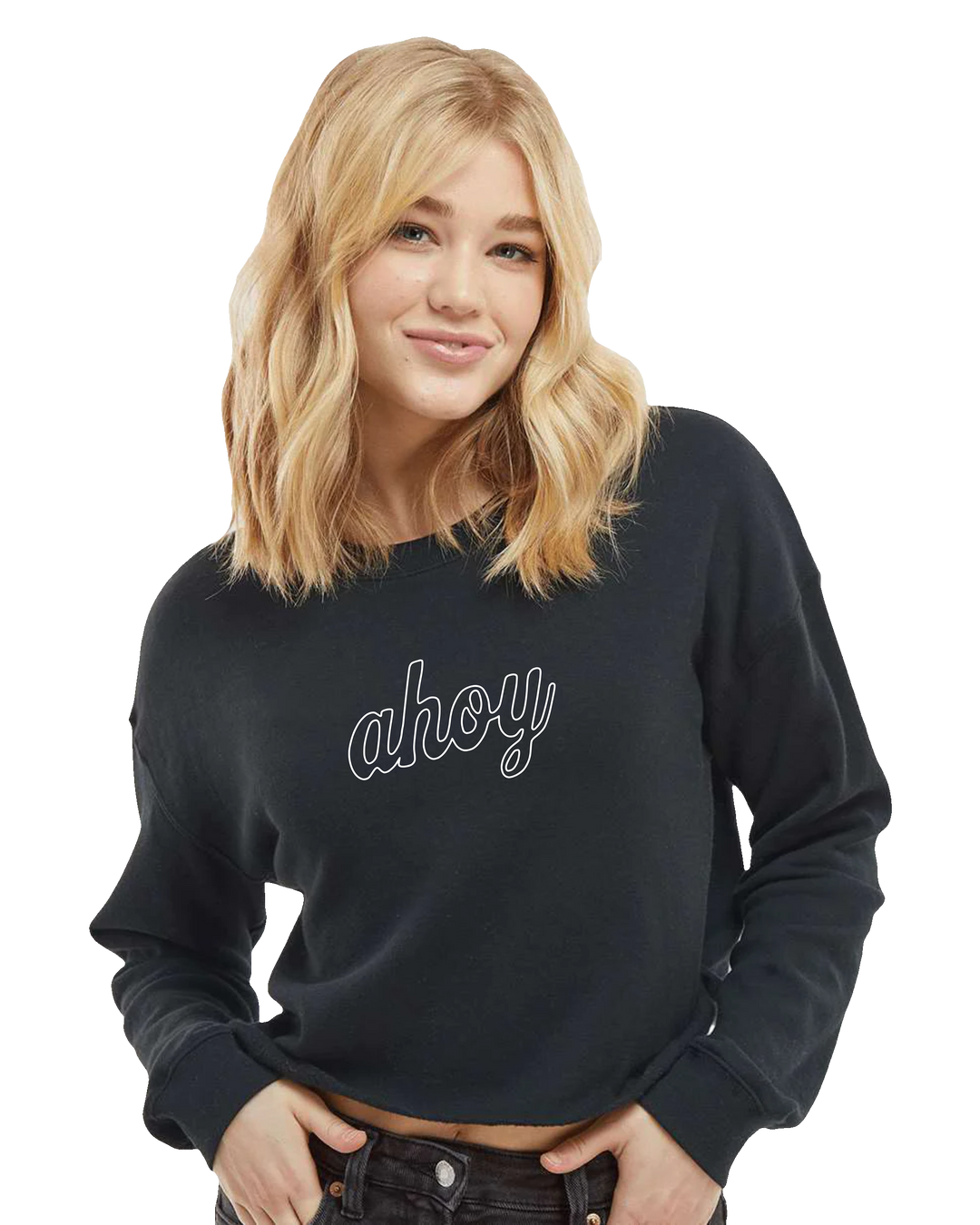 Ladies Ahoy Cropped Crew (transparent)