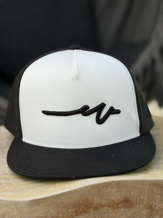 White / Black Sketchy W Trucker