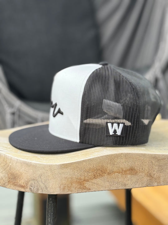 White / Black Sketchy W Trucker