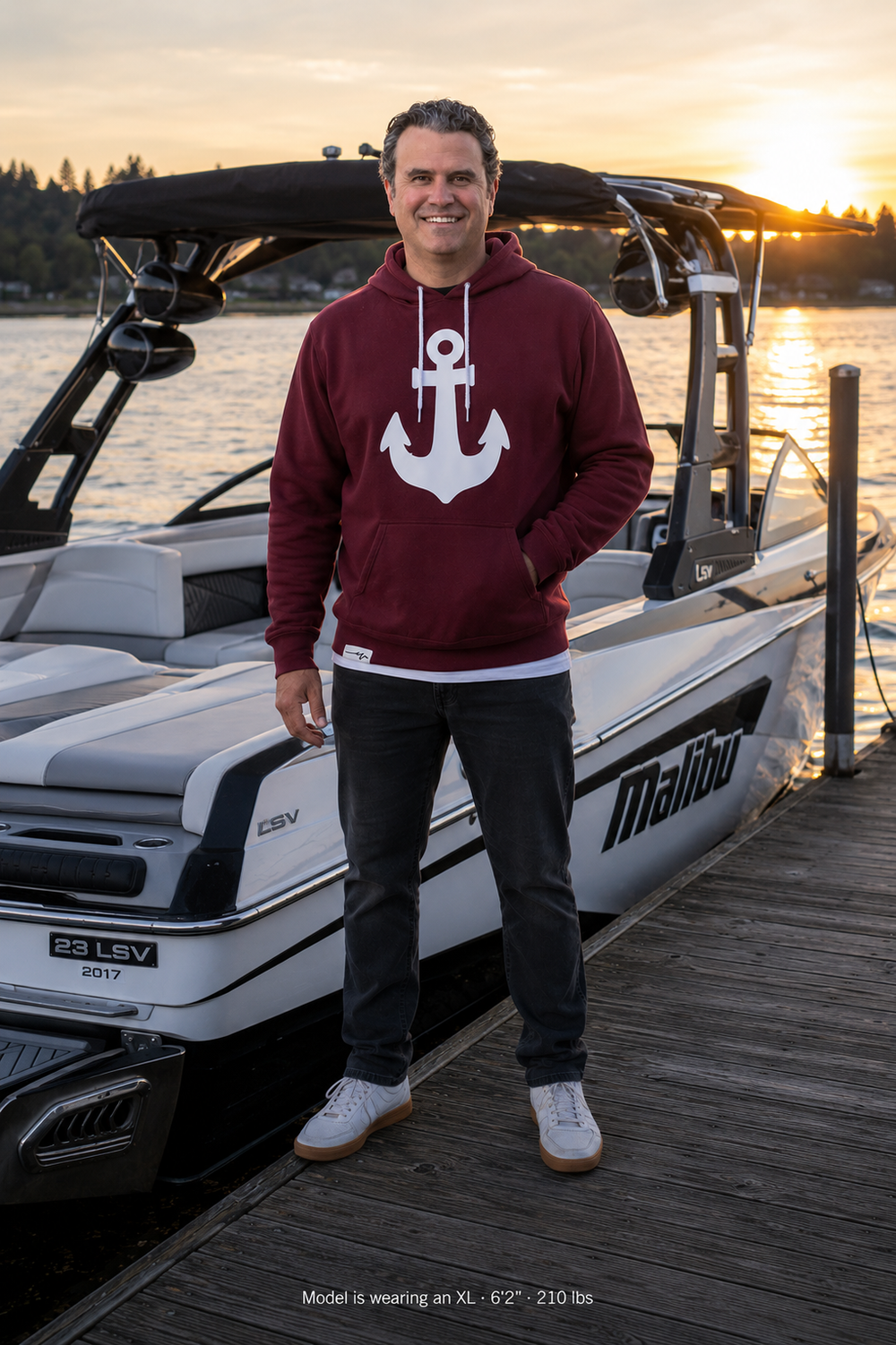 Anchored White Tie Lightweight Hoodie