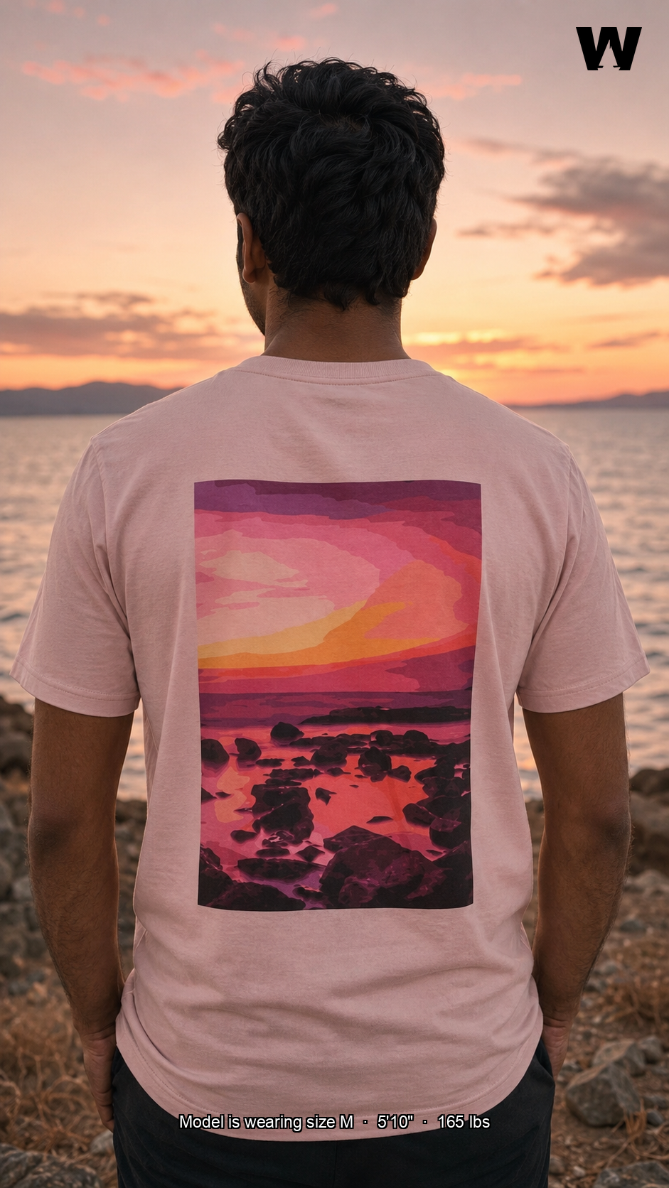Afterglow Script Tee — back print, model wearing size M