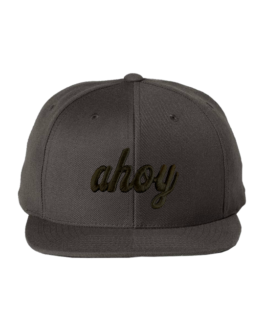Ahoy Black 3D Flat Bill, transparent background