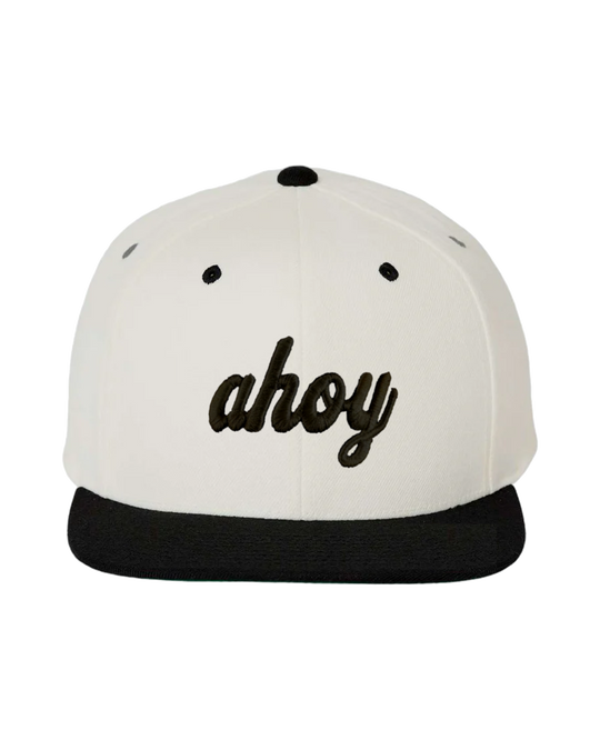 Ahoy Black 3D Flat Bill, transparent background