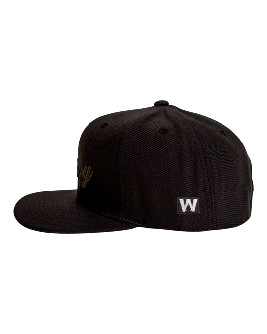 Ahoy Black 3D Flat Bill, transparent background