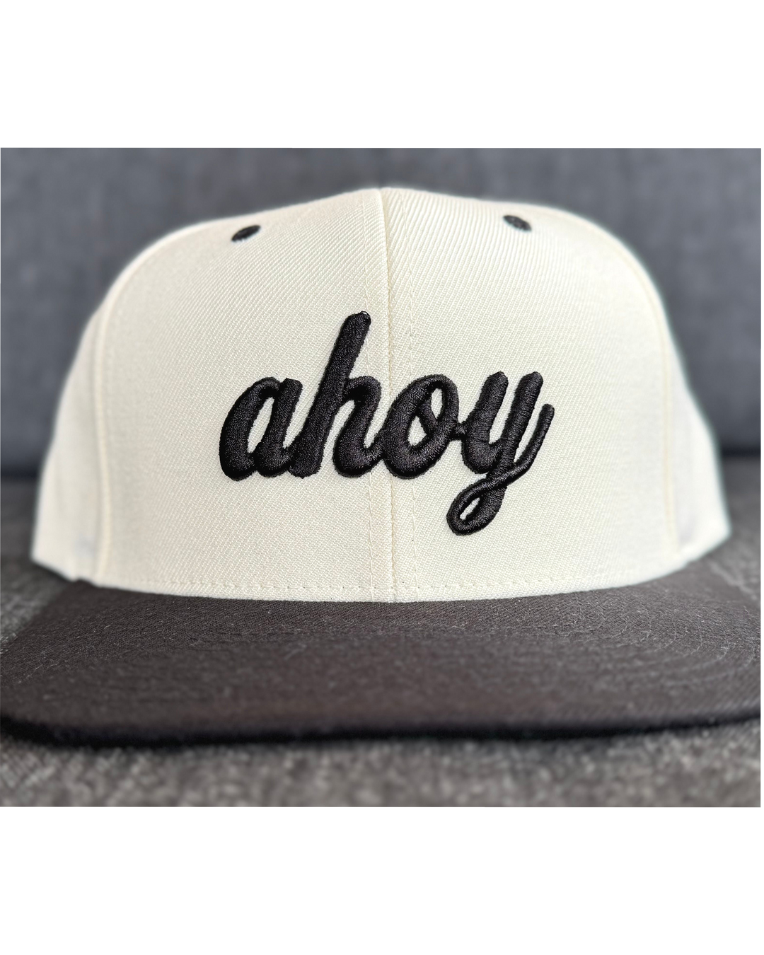 Ahoy Black 3D Flat Bill, transparent background