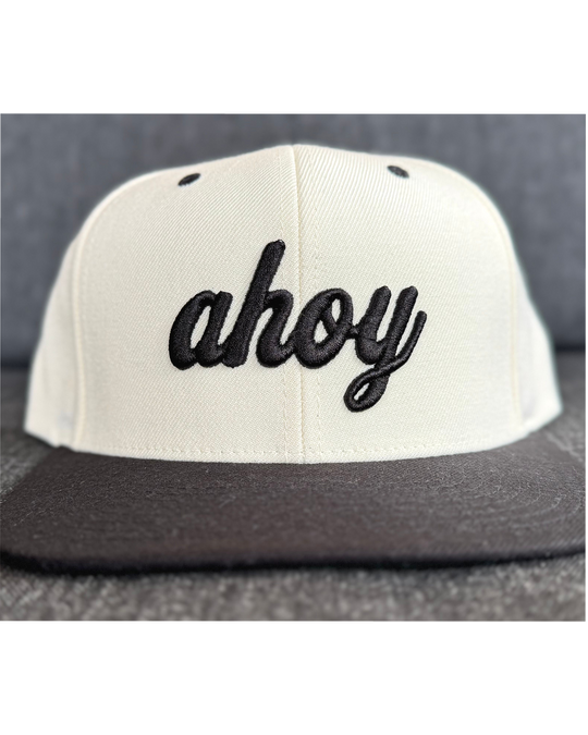 Ahoy Black 3D Flat Bill, transparent background