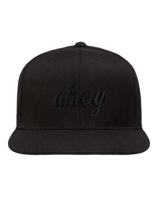 Ahoy Black 3D Flat Bill, transparent background