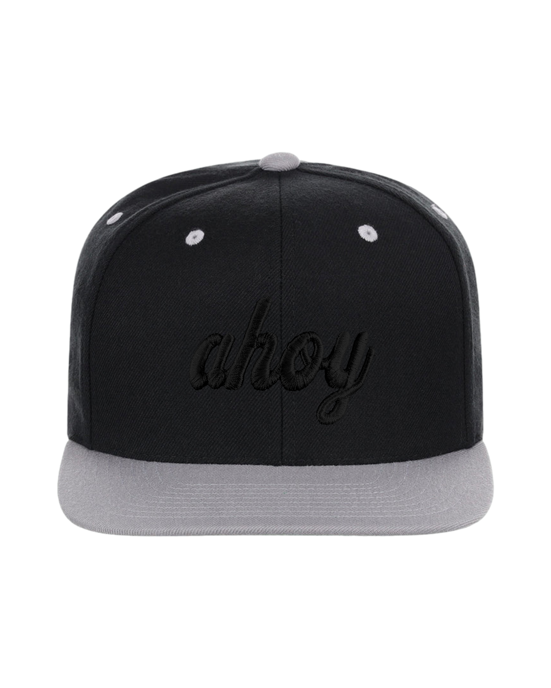 Ahoy Black 3D Flat Bill, transparent background