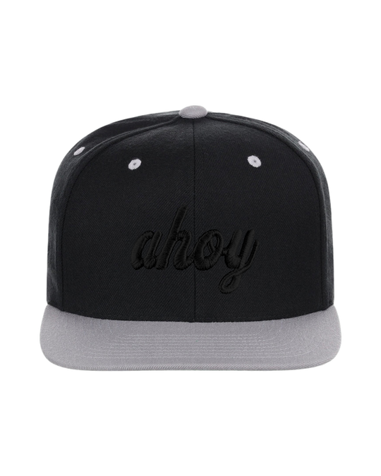 Ahoy Black 3D Flat Bill, transparent background