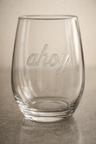 Engraved Ahoy Stemless Wine Glass, 11.5oz