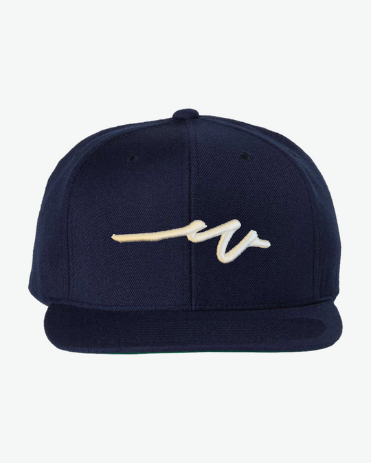 Sketchy W White Puff Flat Bill