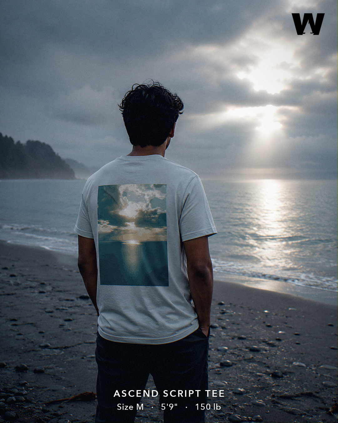 Ascend Script Tee — worn back-print lifestyle