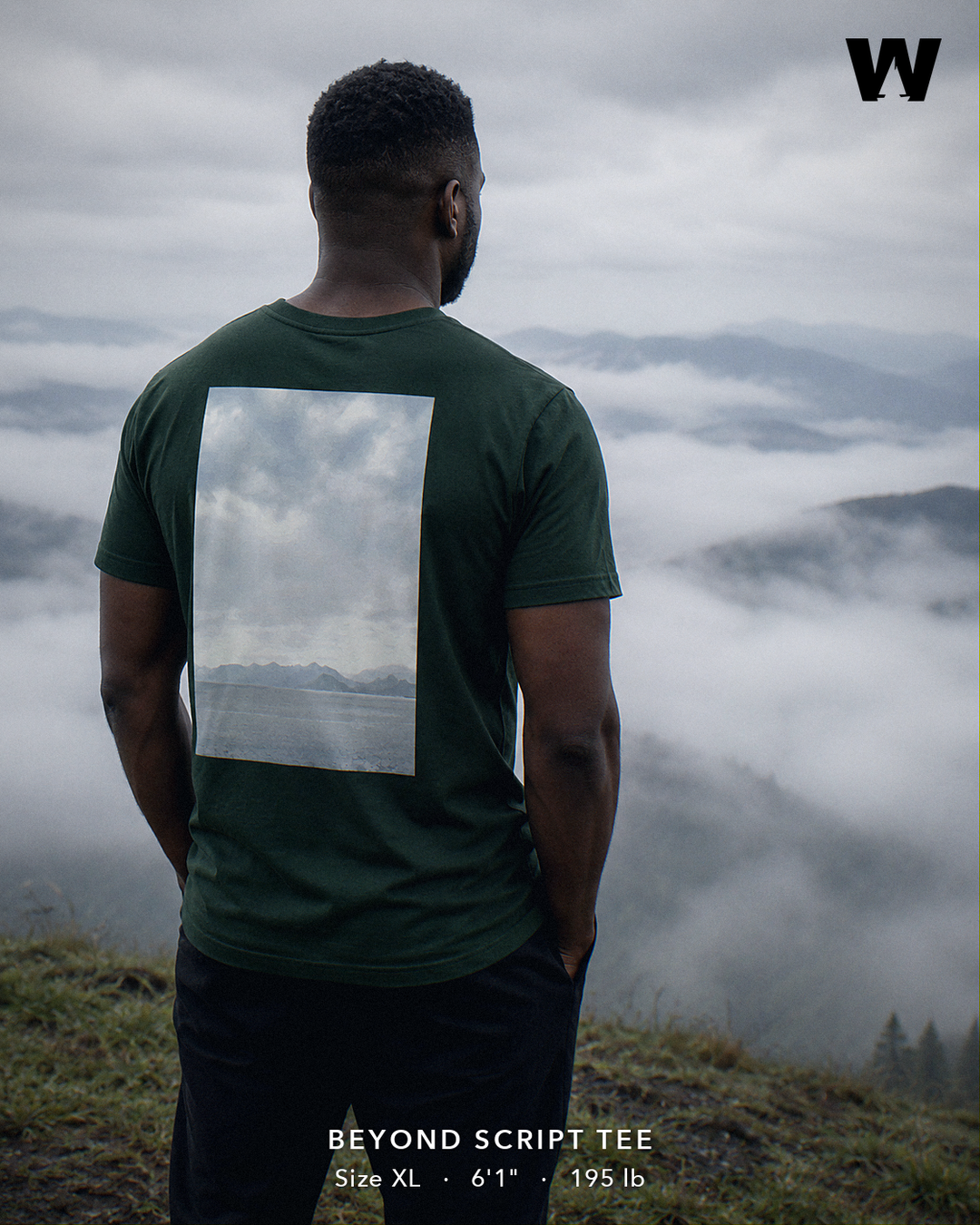 Beyond Script Tee — worn back-print lifestyle