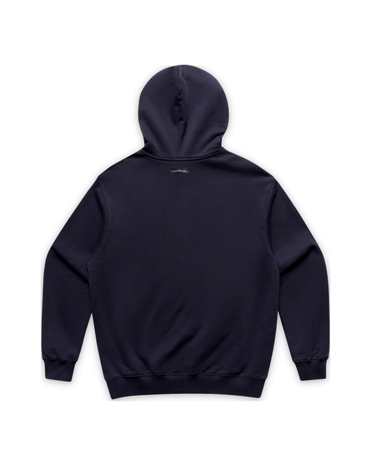 Burgee Heavy Terry Hood — Ink Blue, back (tight float)