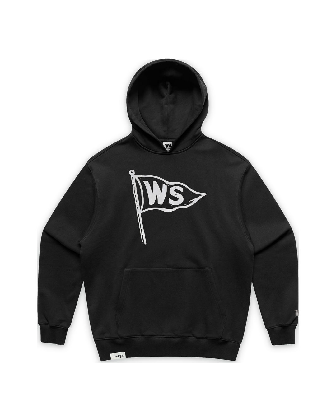 Burgee Heavy Terry Hood — Black, front (tight float)