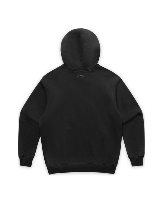 Burgee Heavy Terry Hood — Black, back (tight float)
