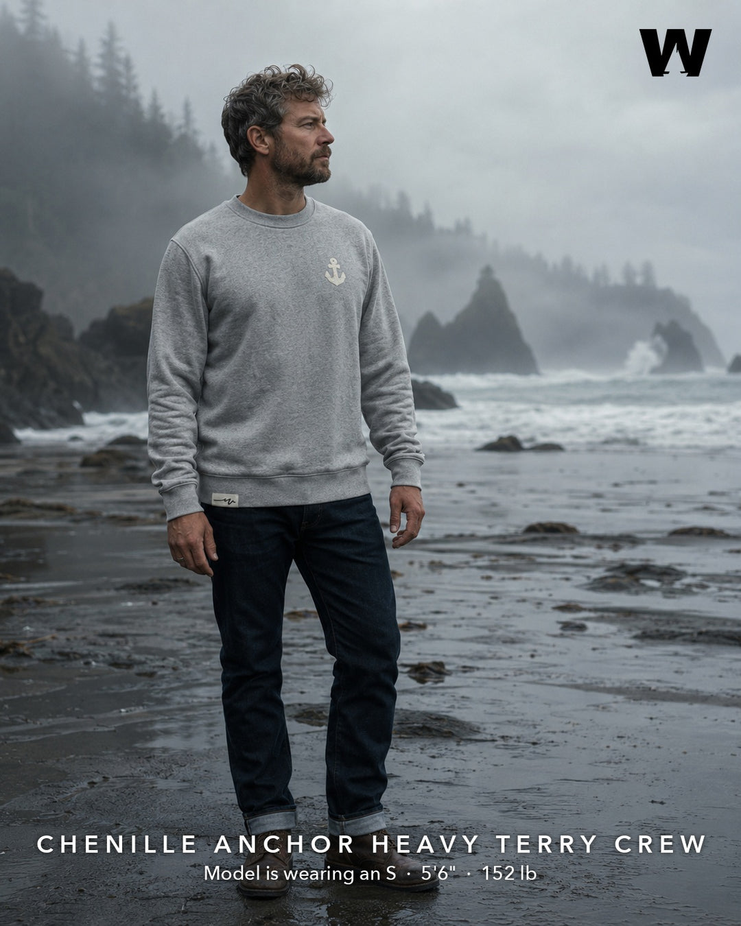 Chenille Anchor Heavy Terry Crew