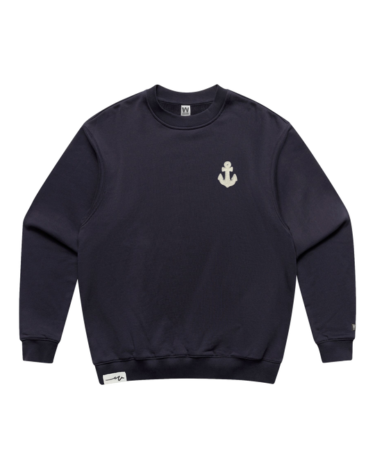 Chenille Anchor Heavy Terry Crew, transparent background