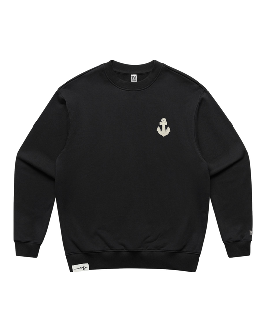 Chenille Anchor Heavy Terry Crew, transparent background