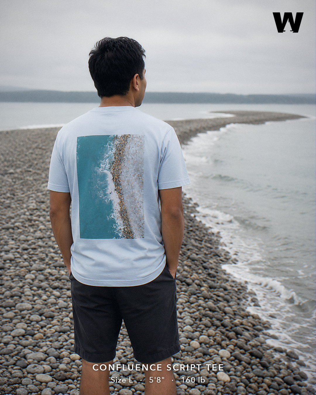 Confluence Script Tee — worn back-print lifestyle