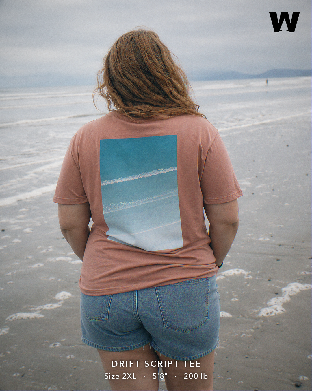 Drift Script Tee — worn back-print lifestyle