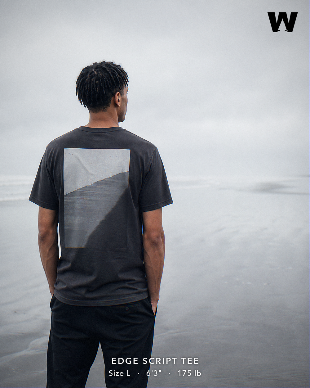 Edge Script Tee — worn back-print lifestyle