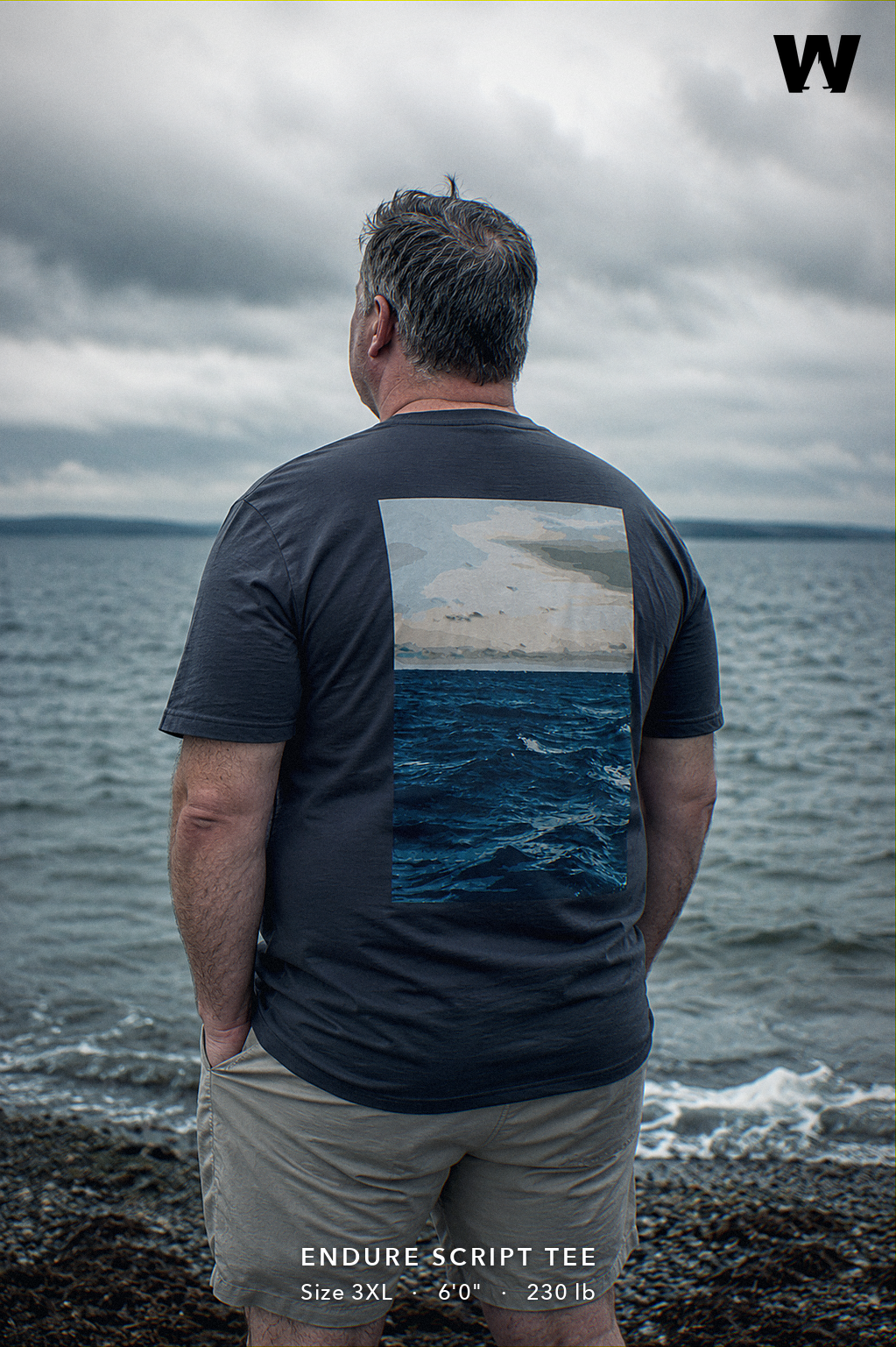 Endure Script Tee — worn back-print lifestyle