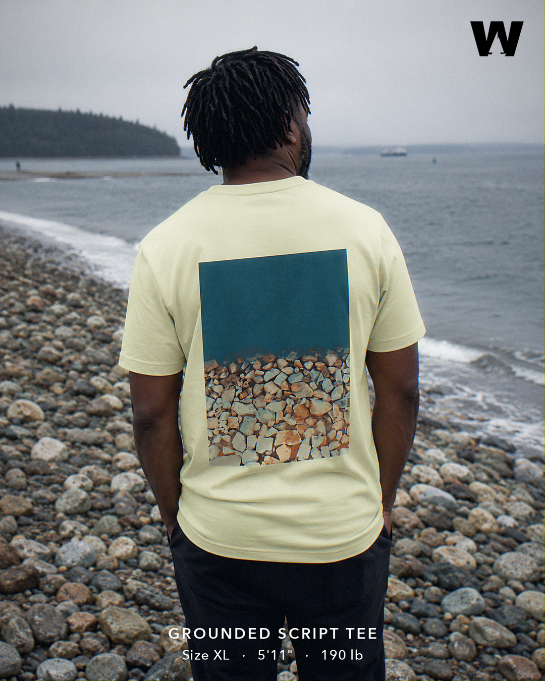 Grounded Script Tee — worn back-print lifestyle