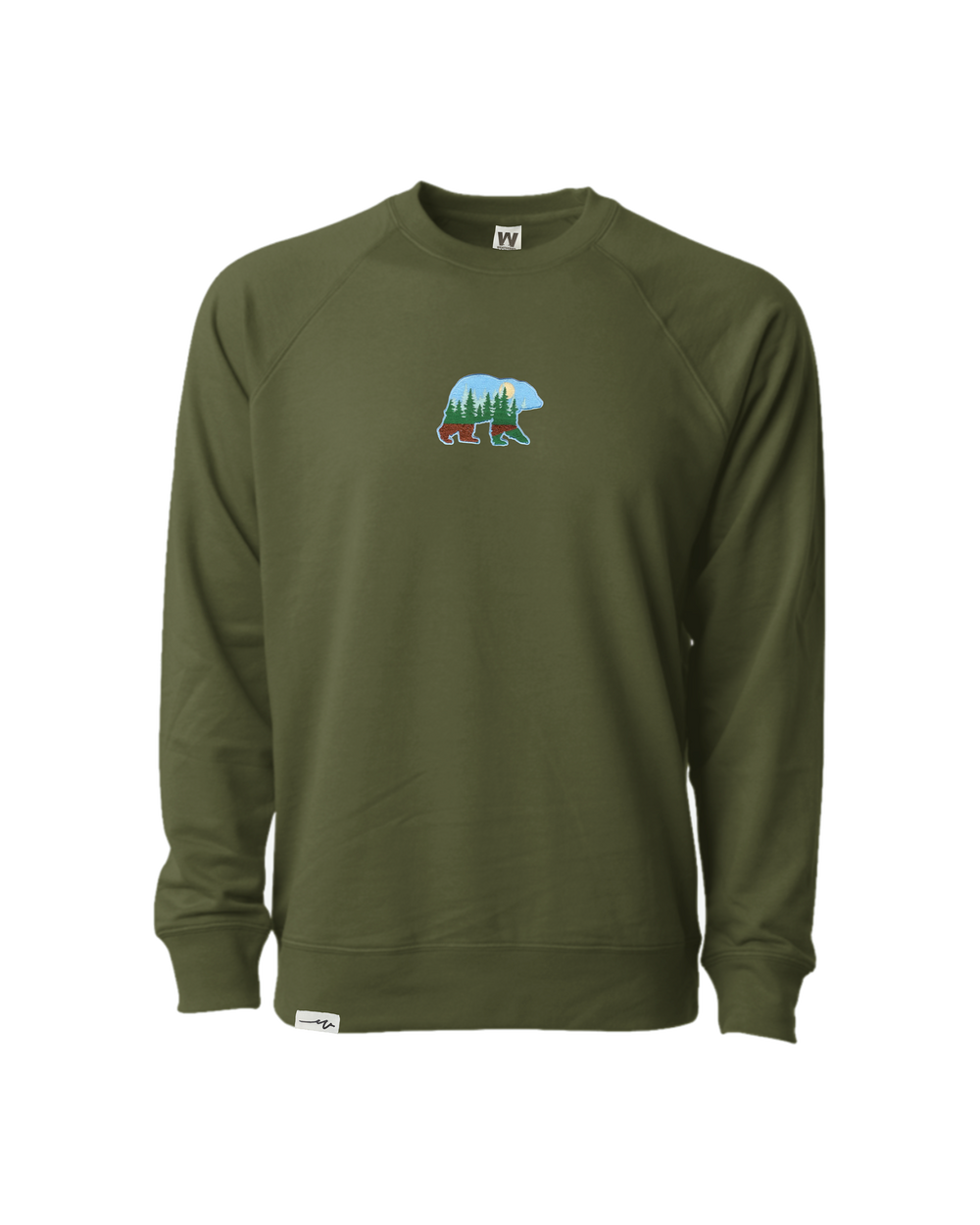 Light Bear At The Woods Crew Olive, transparent background