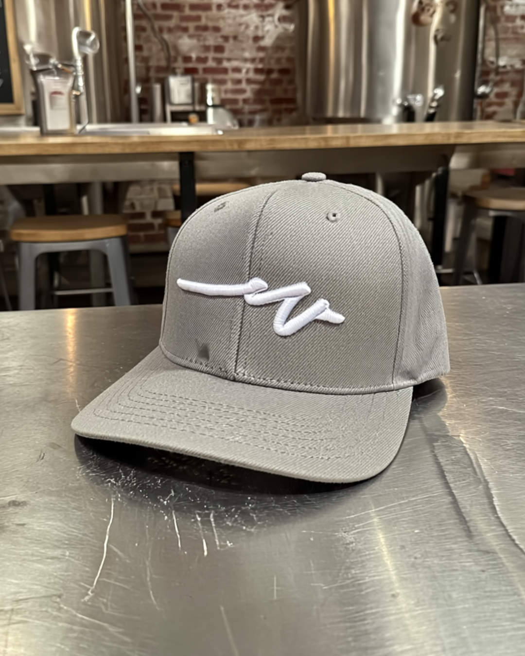 Sketchy W White Puff Flat Bill