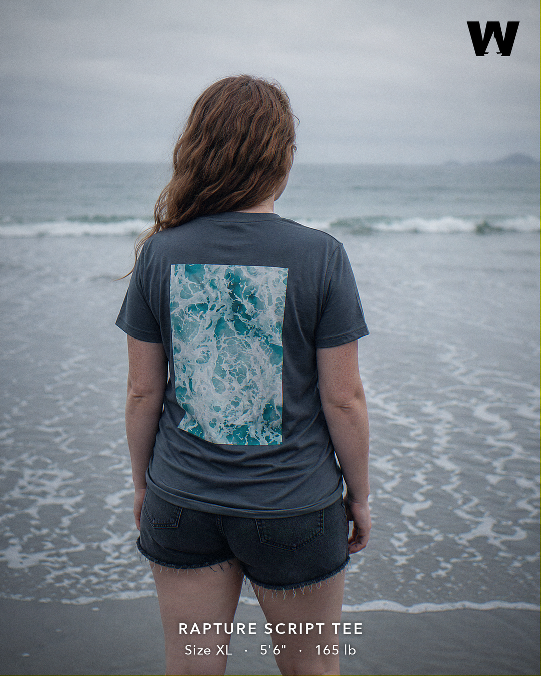 Rapture Script Tee — worn back-print lifestyle