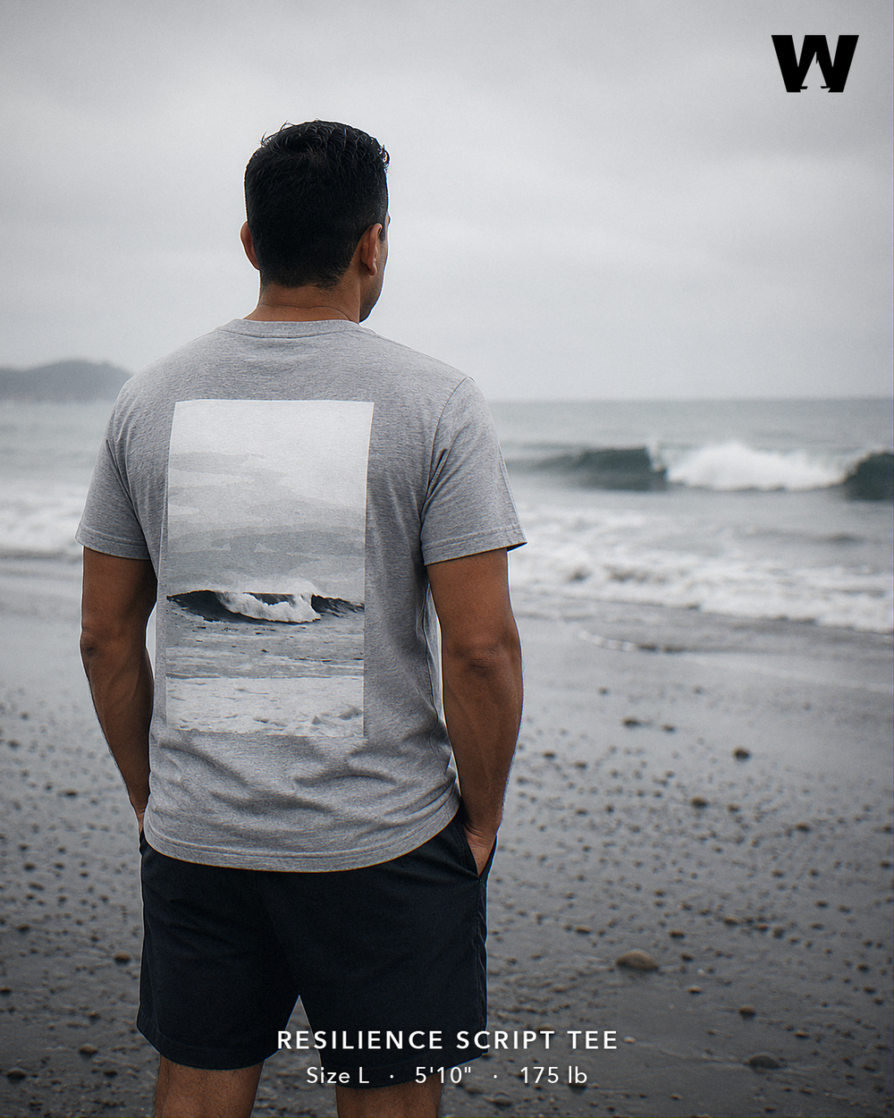 Resilience Script Tee — worn back-print lifestyle
