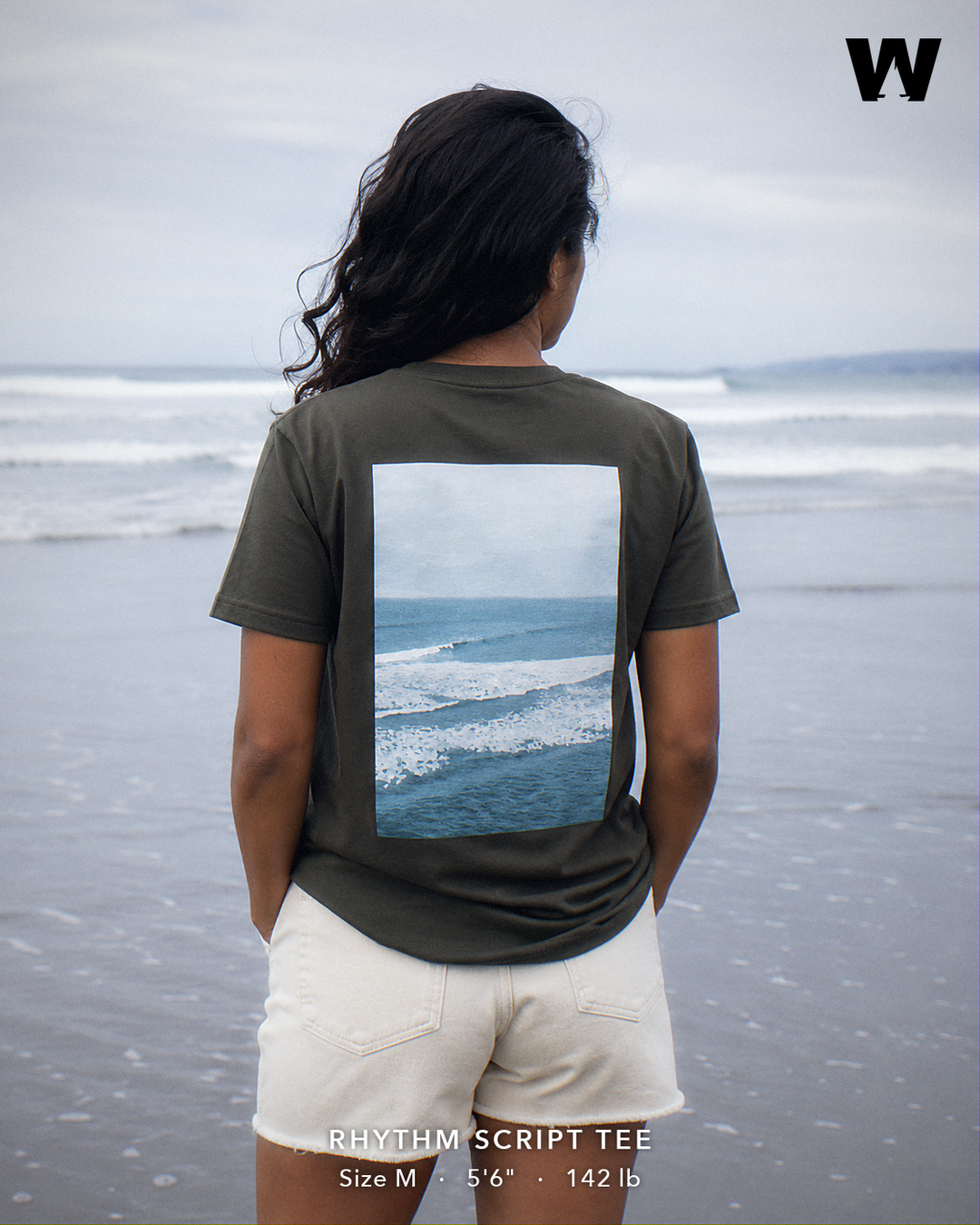 Rhythm Script Tee — worn back-print lifestyle