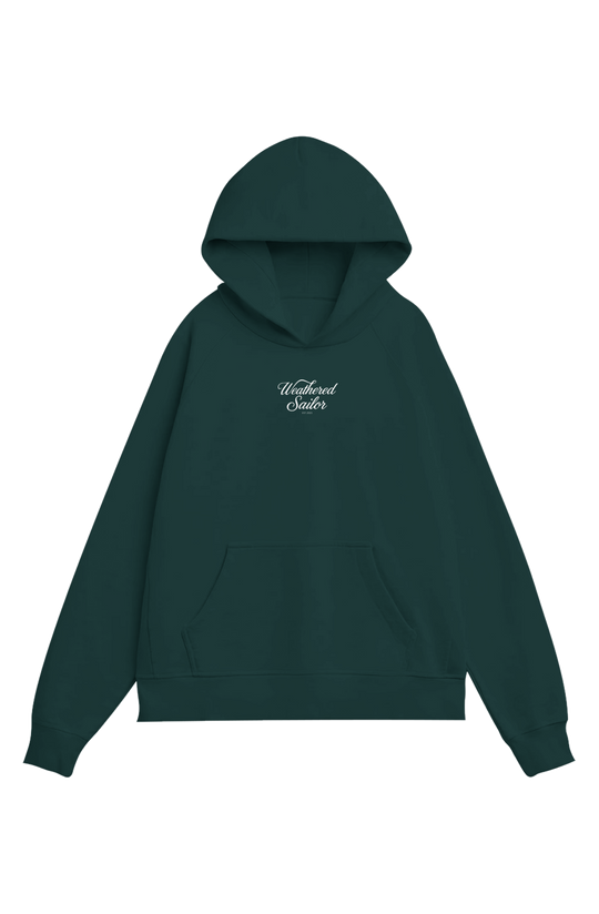 Script Heavy Organic French Terry Hood, transparent background