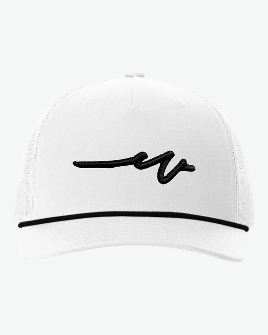 Sketchy Dub Rope Trucker, white with black rope and script W