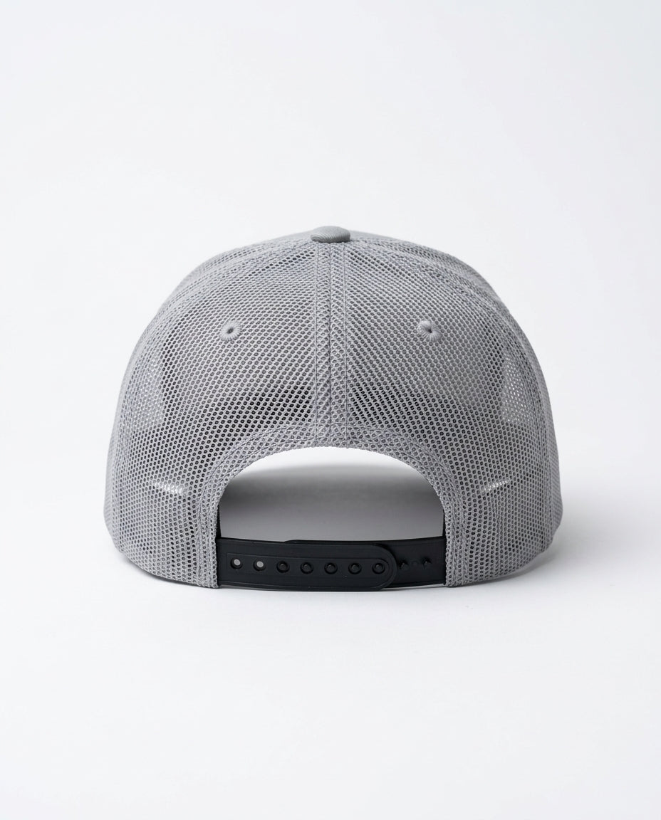 Sketchy Dub Solid Trucker - Black Branding — back view with closure detail