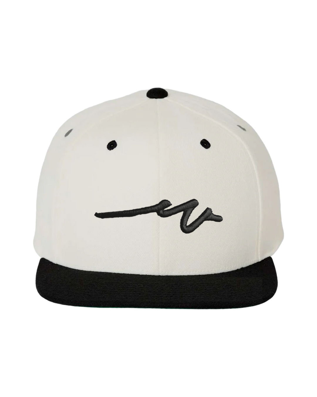 Sketchy W Black 3D Flat Bill, transparent background
