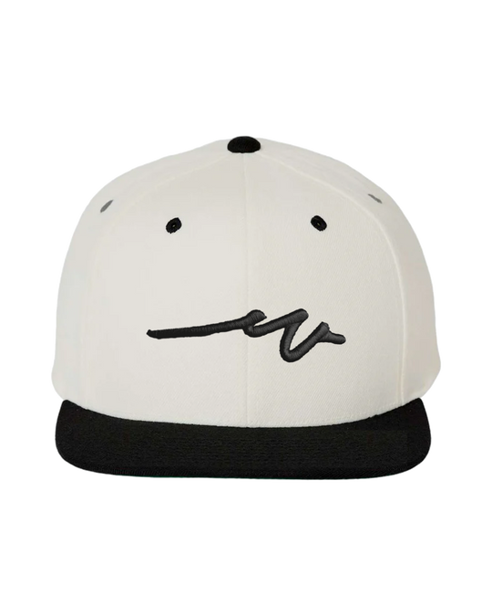 Sketchy W Black 3D Flat Bill, transparent background