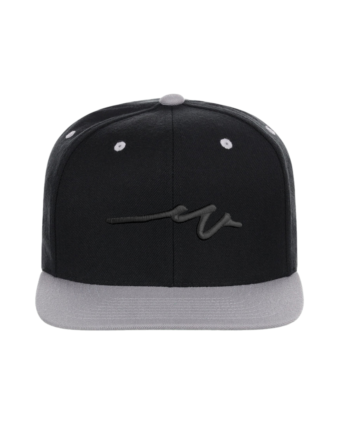 Sketchy W Black 3D Flat Bill, transparent background