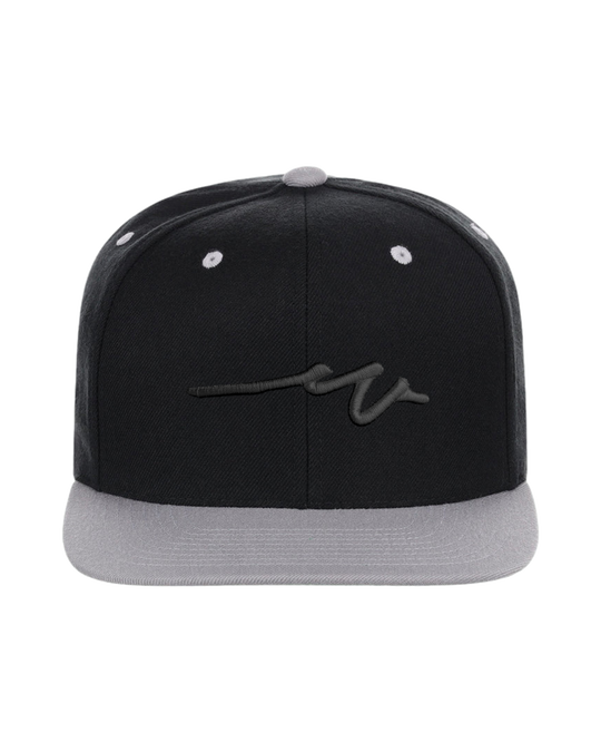 Sketchy W Black 3D Flat Bill, transparent background