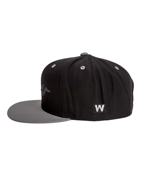 Sketchy W Black 3D Flat Bill, transparent background