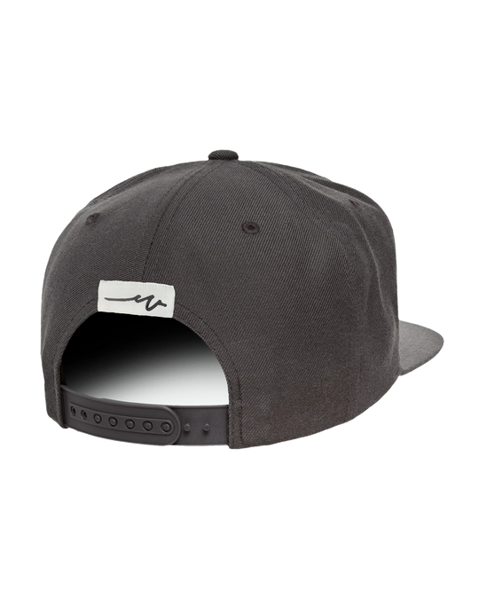 Sketchy W Black 3D Flat Bill, transparent background