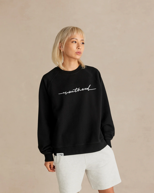 Sketchy Weathered Organic Raglan Terry Crew